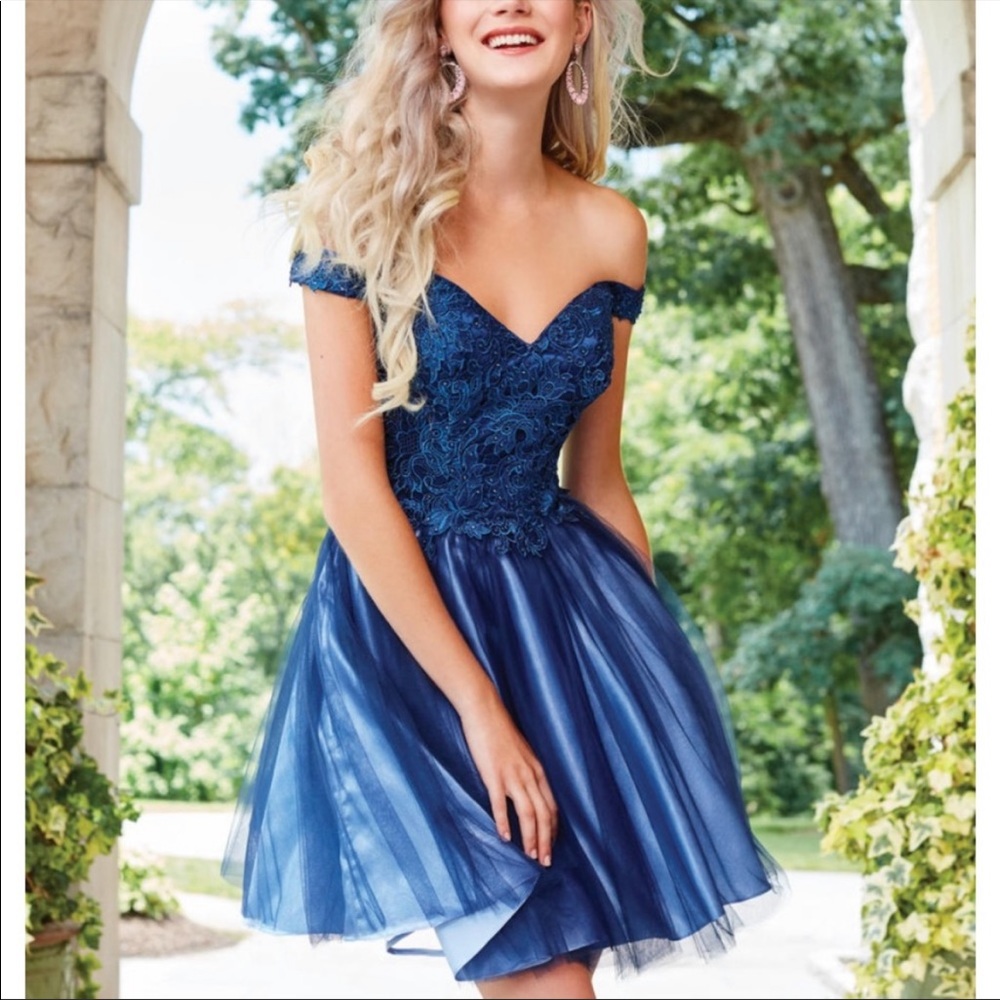 clarisse off the shoulder embroidered tulle dress